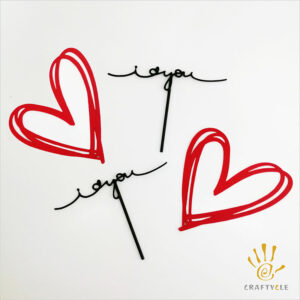 Cake Topper I Love You Hearts Valentines Anniversary Couple 4pcs