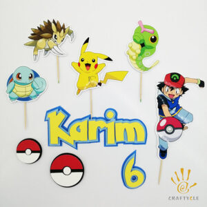 Cake Topper Pokemon Cartoon Video Game Theme Personalized Birthday Cake Toppers