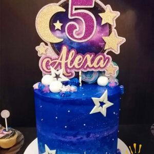 Cake Topper Personalised Galaxy Theme Birthday Glitter Cake Topper