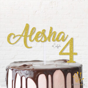 Four 4 Alesha Golden Girl Cake Topper Gold  Sweet Glitter