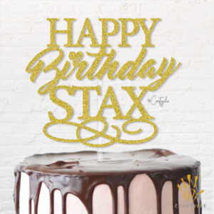 Happy Birthday Hbd Topper Gliphy Caketopper Cake Gold Glitters Stax